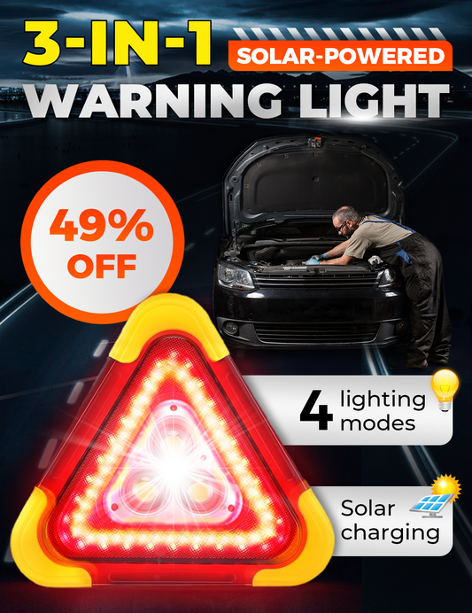 2-in-1 Solar Emergency Triangle Warning Light