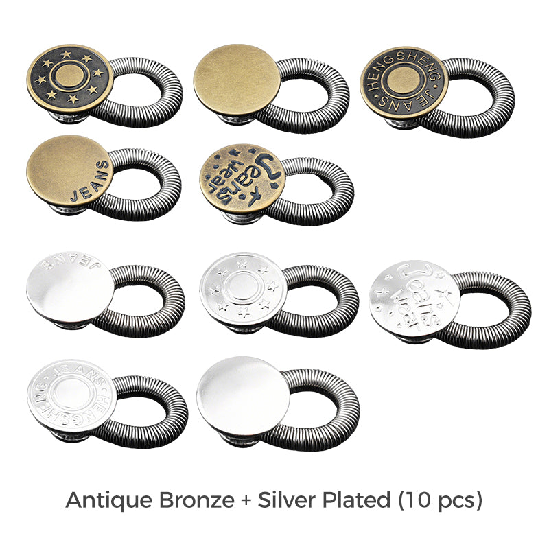 Spring-Loaded Metal Waist Extender Button for Jeans