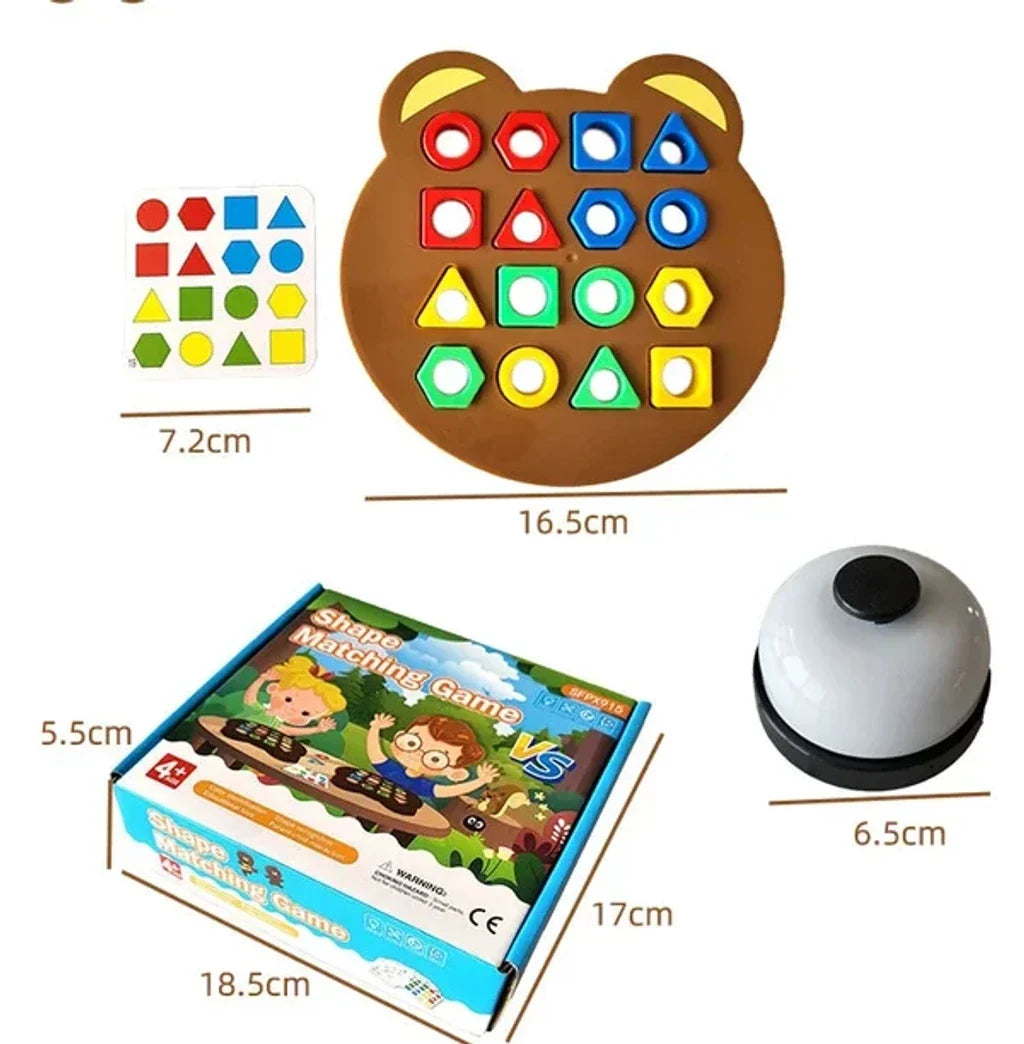 Shape Matching Game Learning Educational Toy with Cards and Bell