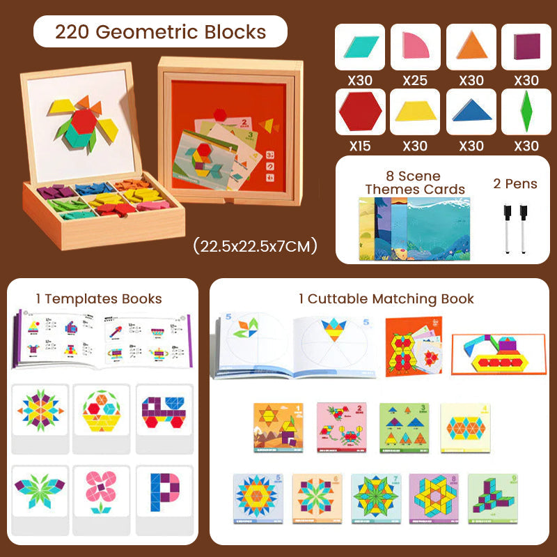 Wooden Magnetic Pattern Block Puzzle Set