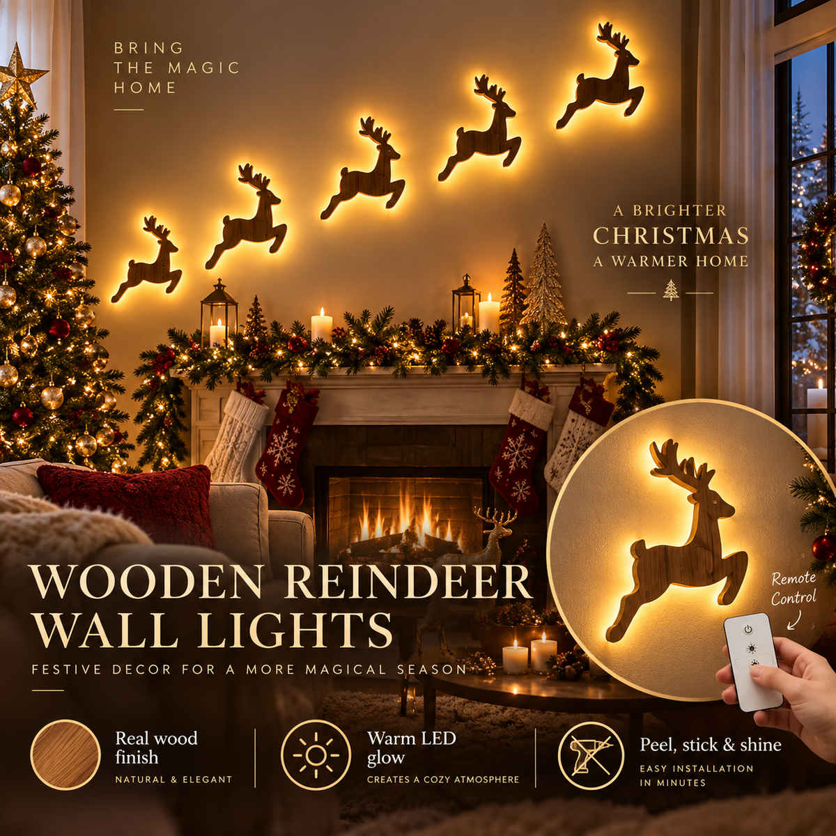 LED Wooden Christmas Wall Decorations