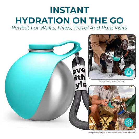 2-in-1 Portable Dog Water Bottle with Foldable Silicone Bowl