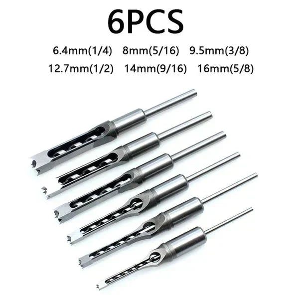 Square Hole Auger Mortising Chisel Drill Bit Set for Woodworking