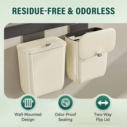 Wall-Mounted Trash Can with Flip Lid