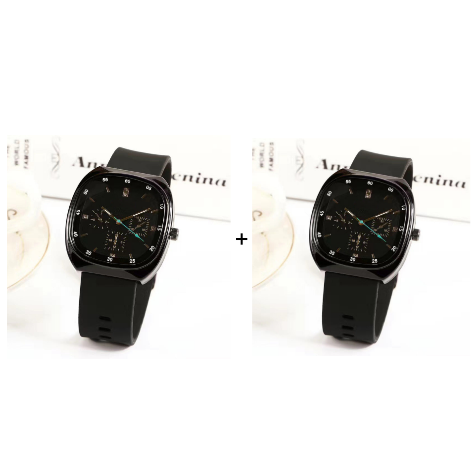 Men's Large Dial Quartz Watch with Silicone Strap