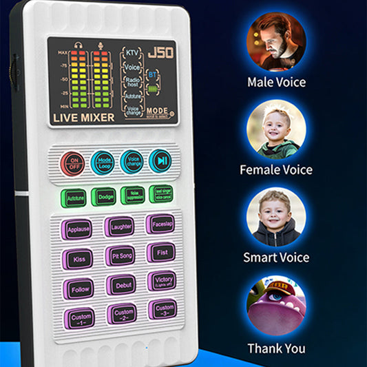 Portable Handheld Live Sound Card with Voice Changer and Noise Cancellation