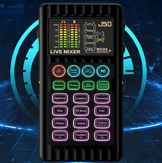 Portable Handheld Live Sound Card with Voice Changer and Noise Cancellation