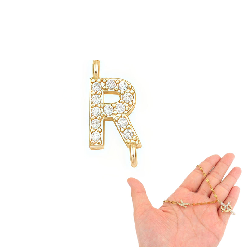 Dainty Petal Chain Necklace with Initial Charm