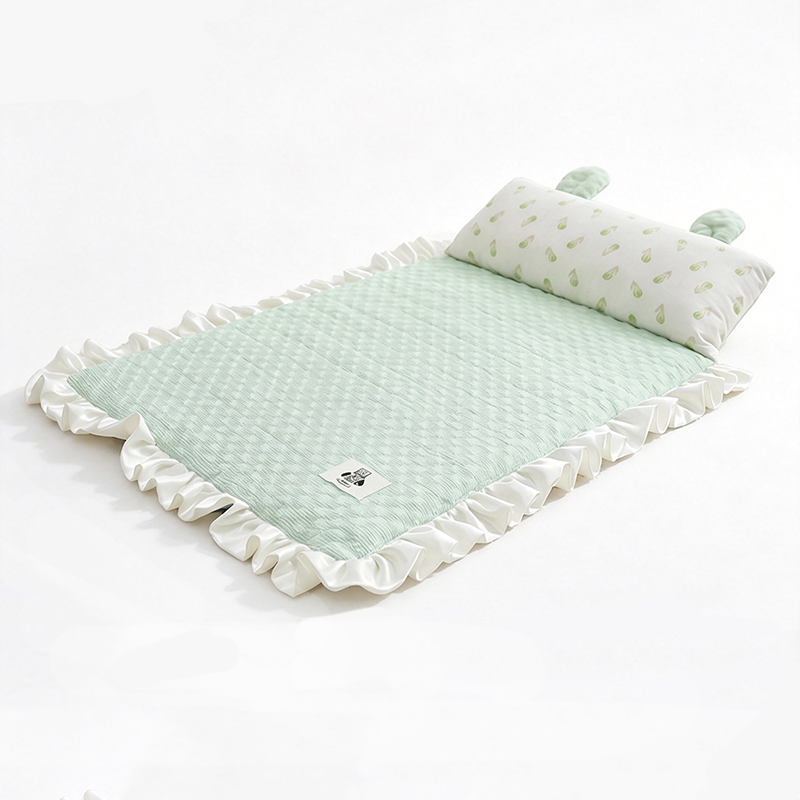 Pet Cooling Mat with Pillow & Breathable Fabric
