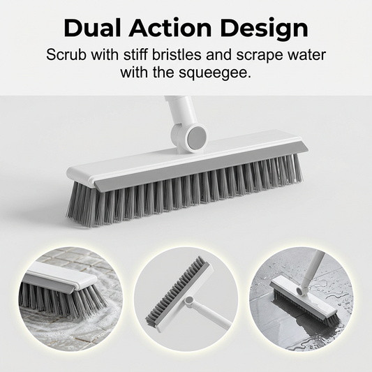 2-in-1 Grout and Corner Scrubber Brush with Squeegee