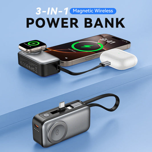 3-in-1 Magnetic Wireless Power Bank 5000mAh
