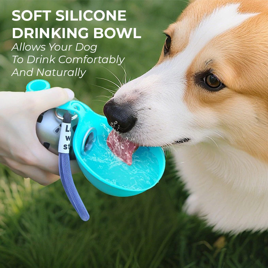 2-in-1 Portable Dog Water Bottle with Foldable Silicone Bowl