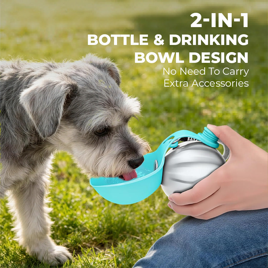 2-in-1 Portable Dog Water Bottle with Foldable Silicone Bowl