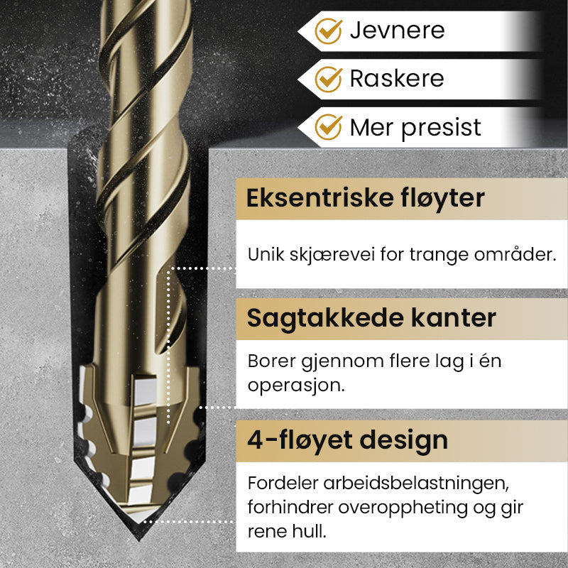 4-Flute Serrated Eccentric Drill Bit Set