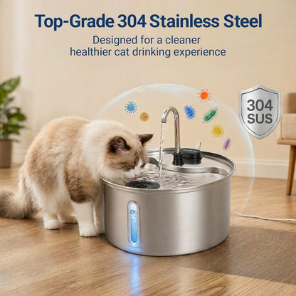 Stainless Steel Pet Water Fountain 3.2L with 3 Flow Modes