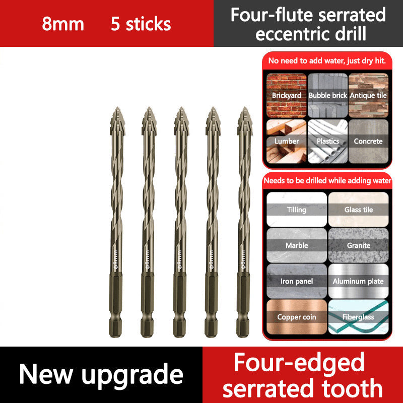 4-Flute Serrated Eccentric Drill Bit Set