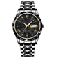 Men's Exquisite Diamond Watch with Luminous Dial and Day Date