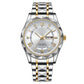 Men's Exquisite Diamond Watch with Luminous Dial and Day Date