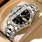 Men's Exquisite Diamond Watch with Luminous Dial and Day Date