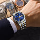 Men's Exquisite Diamond Watch with Luminous Dial and Day Date