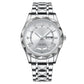 Men's Exquisite Diamond Watch with Luminous Dial and Day Date