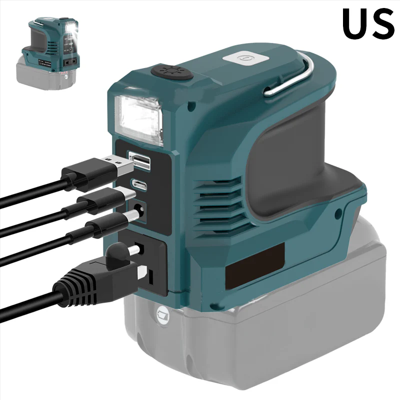 Compact DC to AC Inverter with LED Light and Multiple Outputs