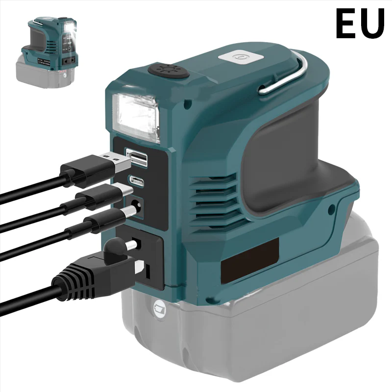 Compact DC to AC Inverter with LED Light and Multiple Outputs