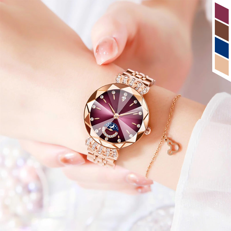 Fashionable Diamond Moon Star Women's Watch