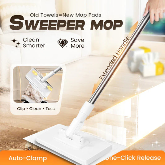 Disposable Dust Mop with 4 Reusable Cloths