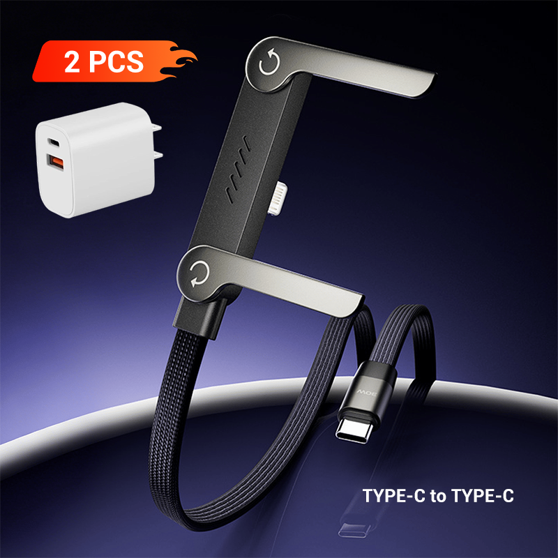 2-in-1 240W Fast Charging Cable with Foldable Phone Stand