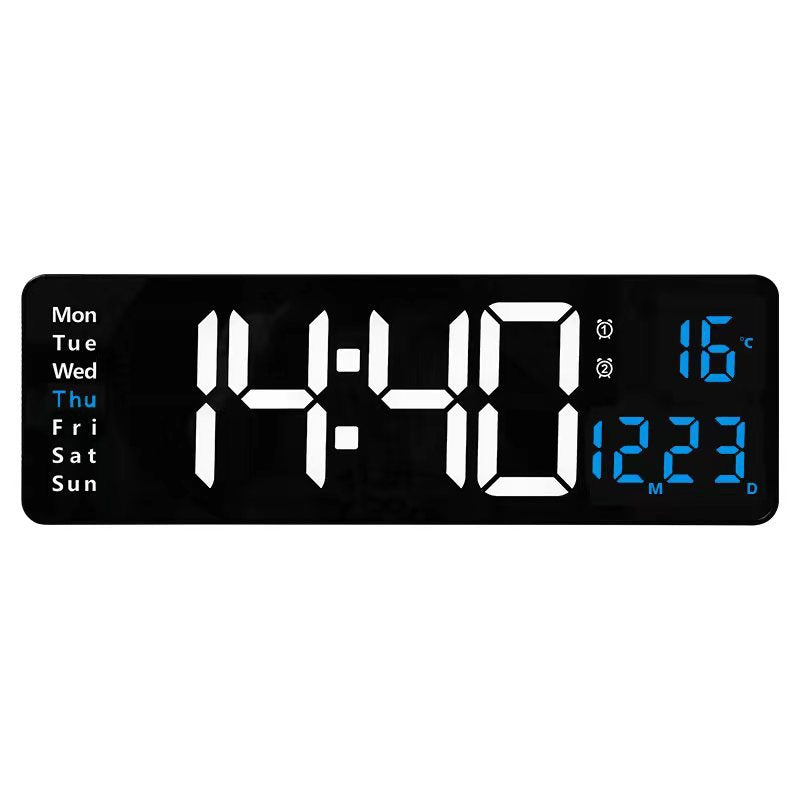 16-Inch Large Digital Clock with Temperature, Date, Auto DST, Night Light, and Auto Brightness Dimmer