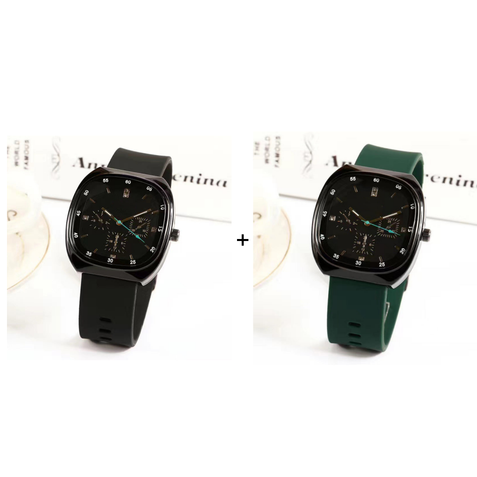 Men's Large Dial Quartz Watch with Silicone Strap