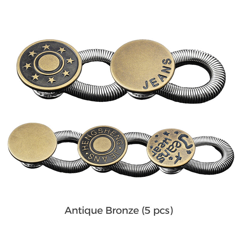 Spring-Loaded Metal Waist Extender Button for Jeans