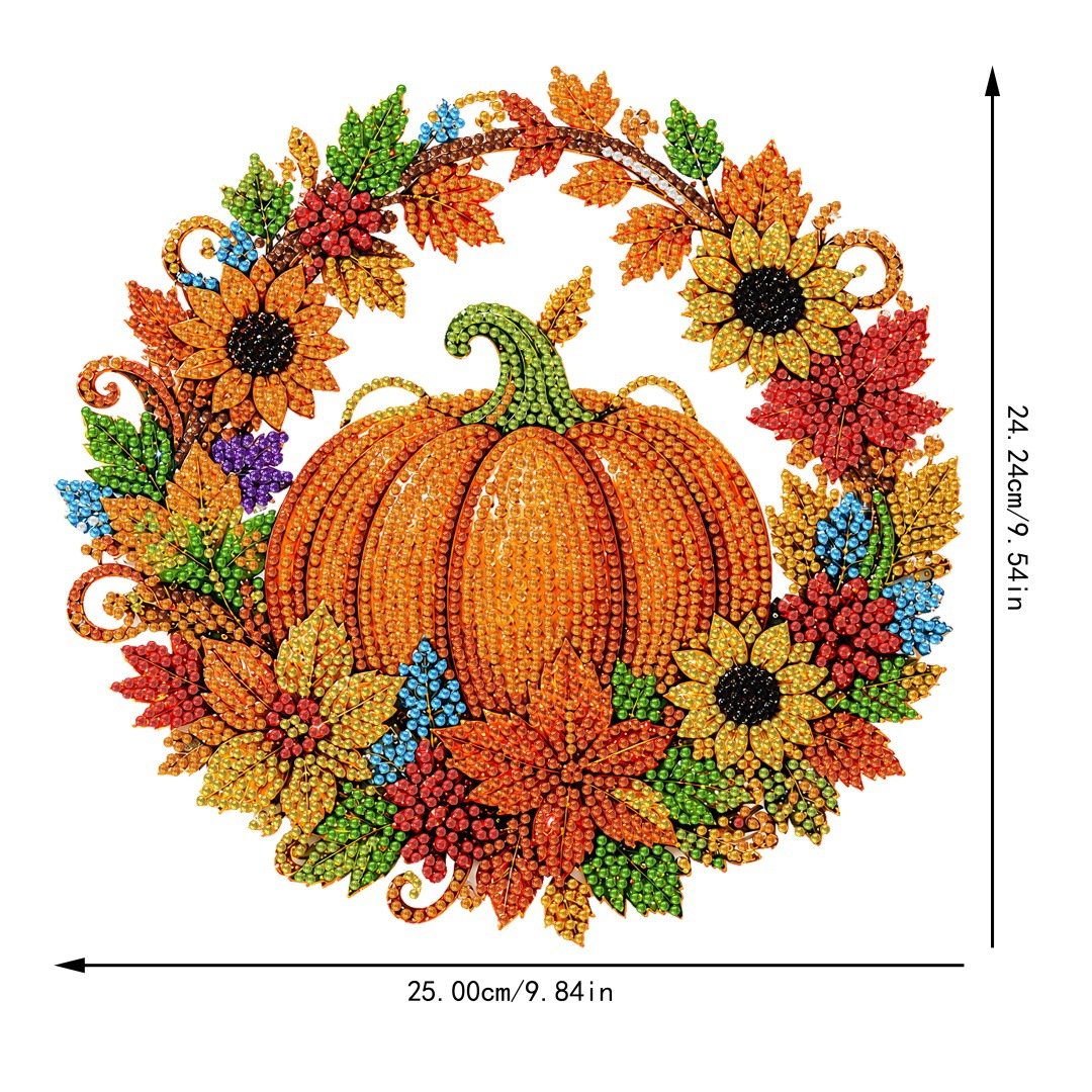 Fall Pumpkin Diamond Painting Wreath Hanging Ornament DIY Kit