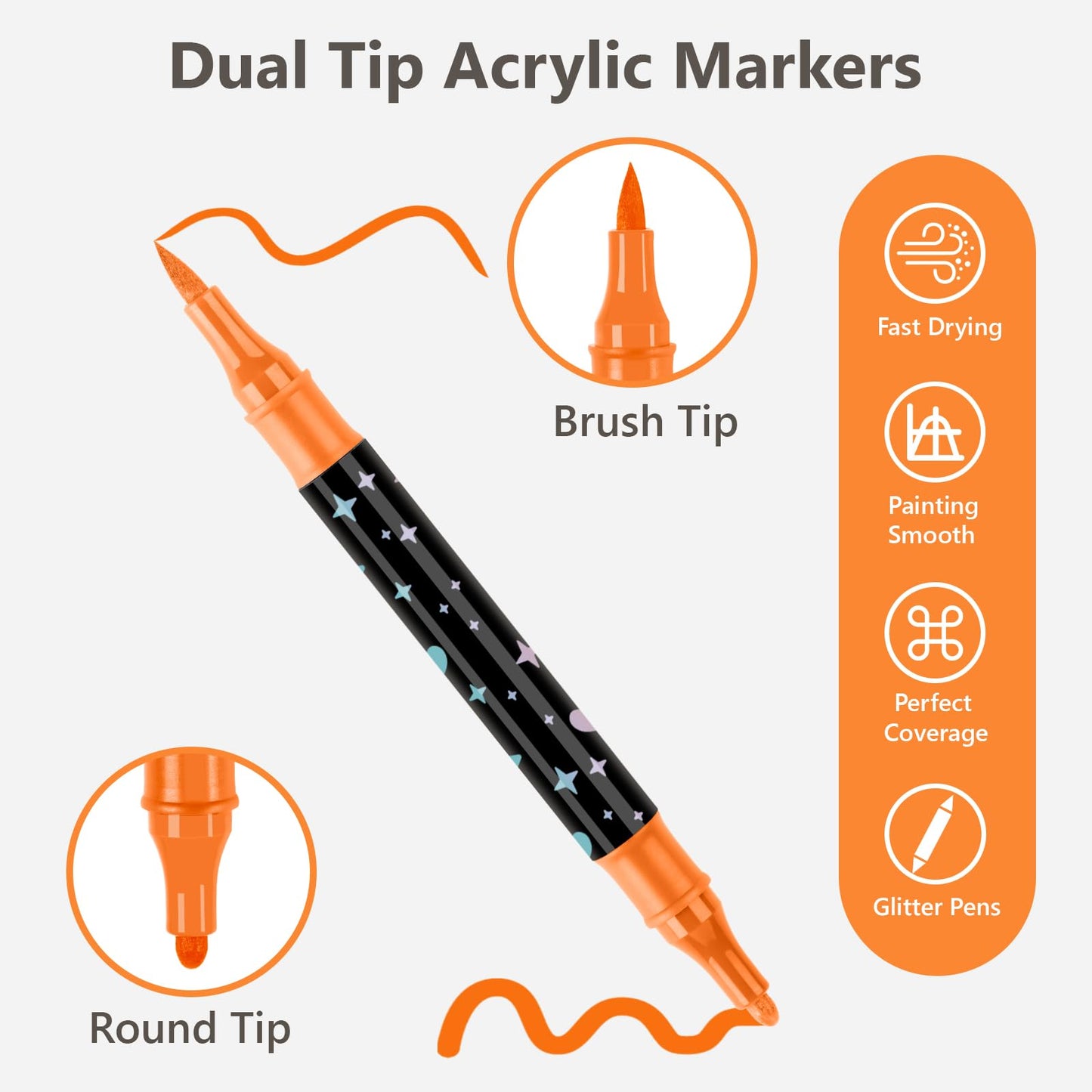 Dual-Tip Glitter Marker Pen Set