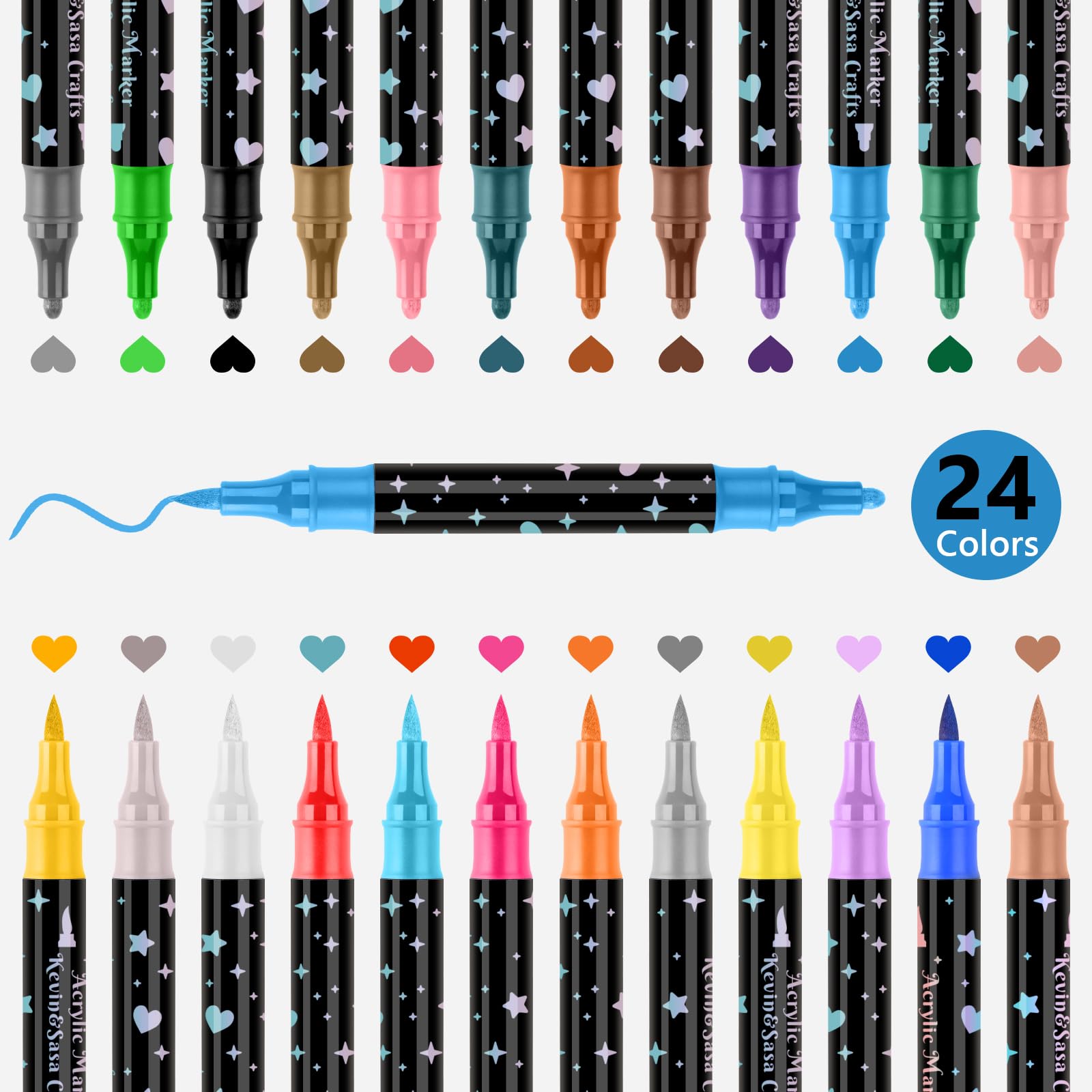Dual-Tip Glitter Marker Pen Set
