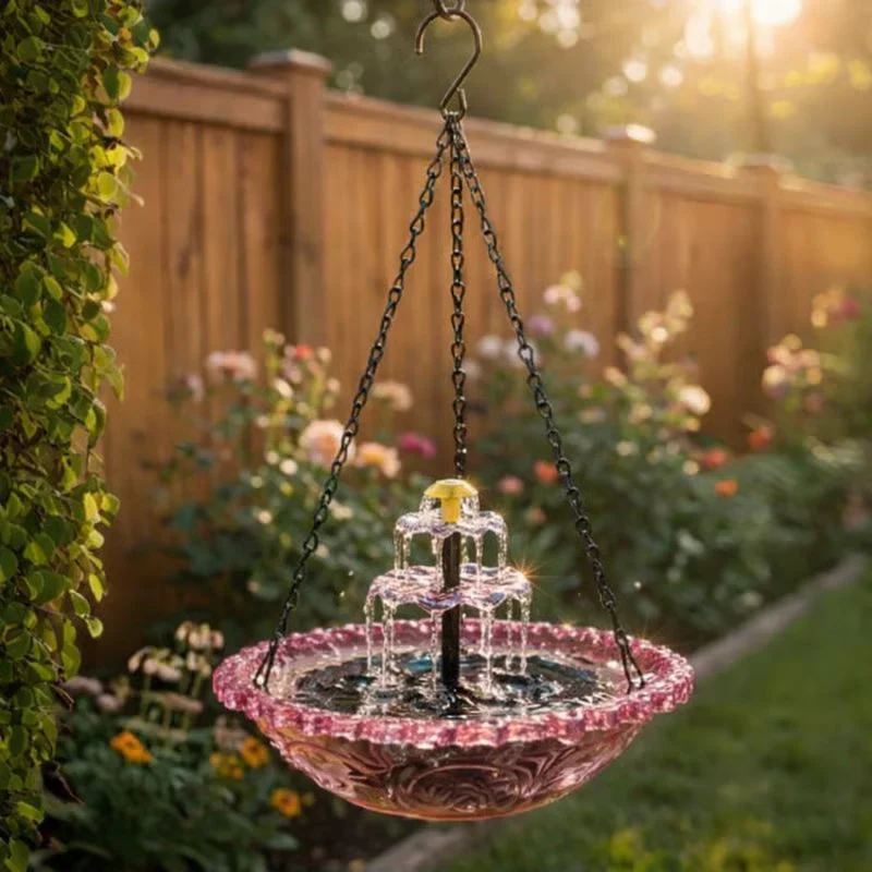 Vintage-Style Hanging Bird Feeder with Bath