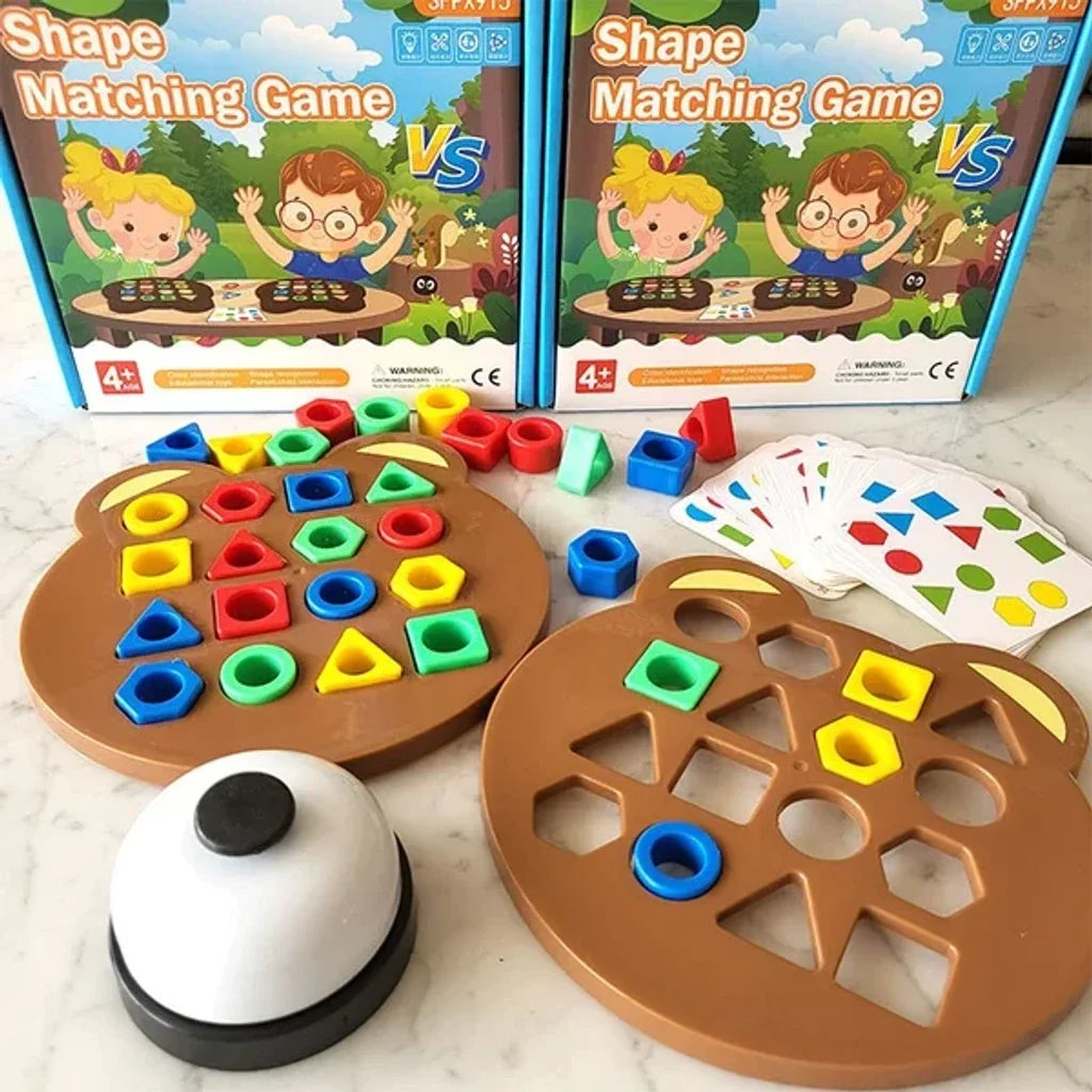 Shape Matching Game Learning Educational Toy with Cards and Bell