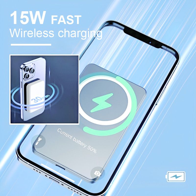 15W Fast Charge Portable Wireless Magnetic Power Bank