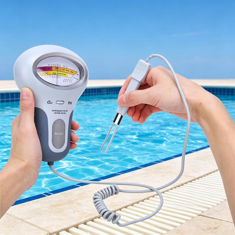 White Electronic pH and Chlorine Pool Water Tester