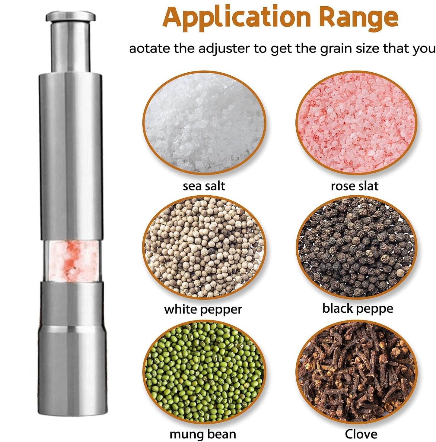 Stainless Steel Salt Pepper Spice Grinder