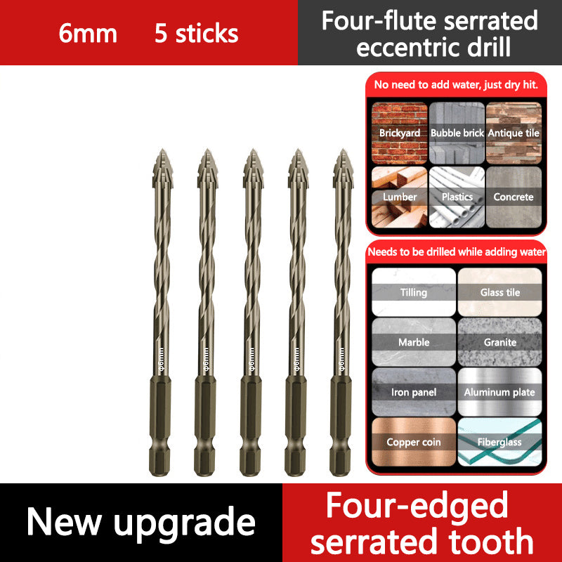 4-Flute Serrated Eccentric Drill Bit Set