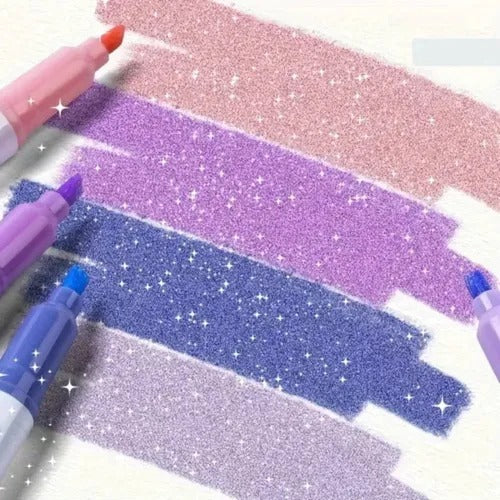 Dual-Tip Glitter Marker Pen Set