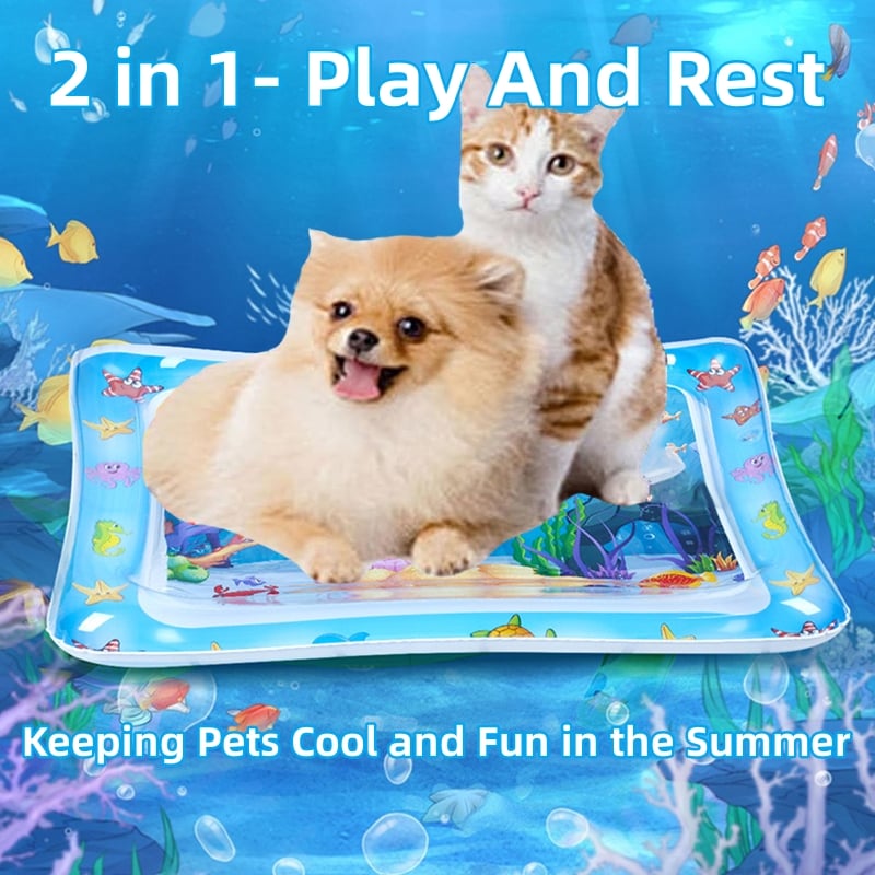 Pet Water Sensory Play Mat with Floating Fish