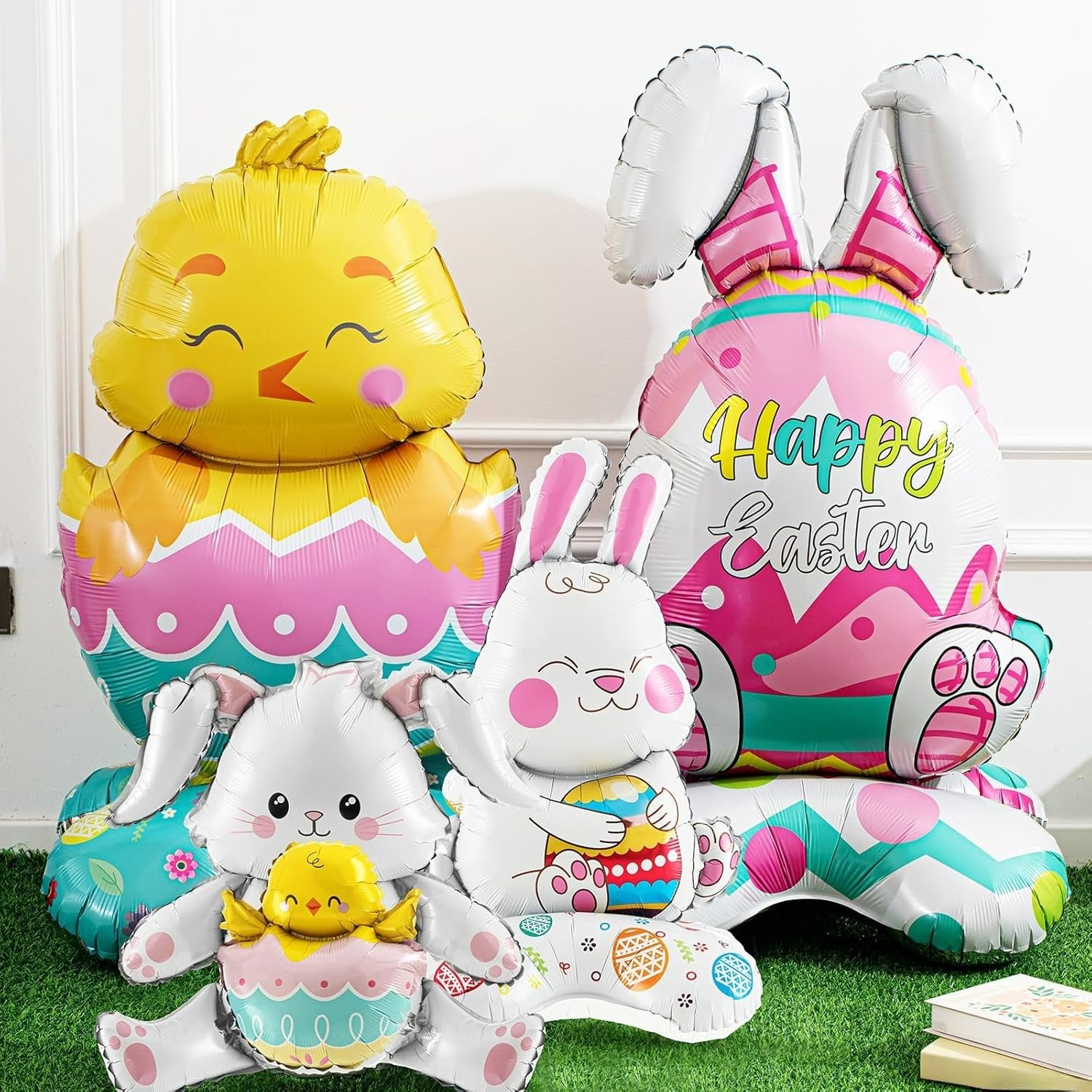 Giant 3D Standing Bunny Balloon Self-Supporting Easter Decoration