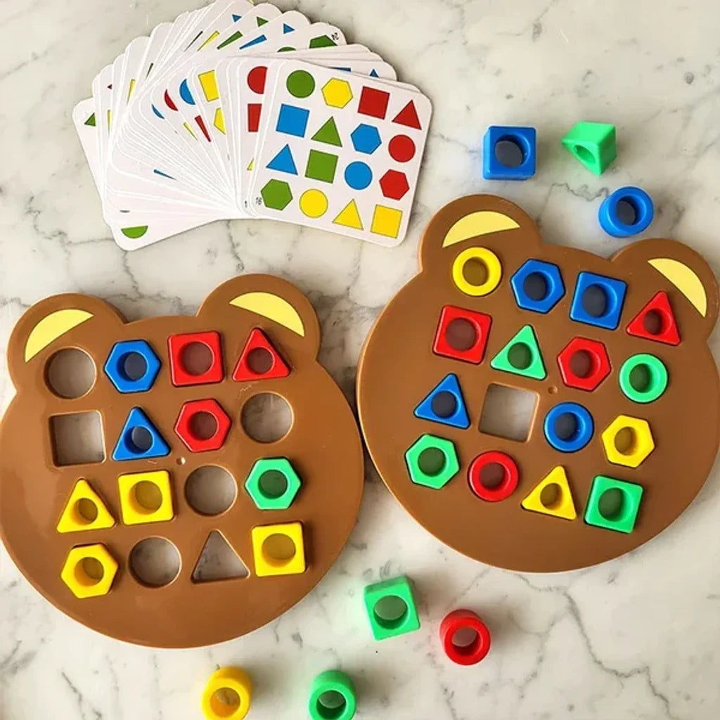 Shape Matching Game Learning Educational Toy with Cards and Bell
