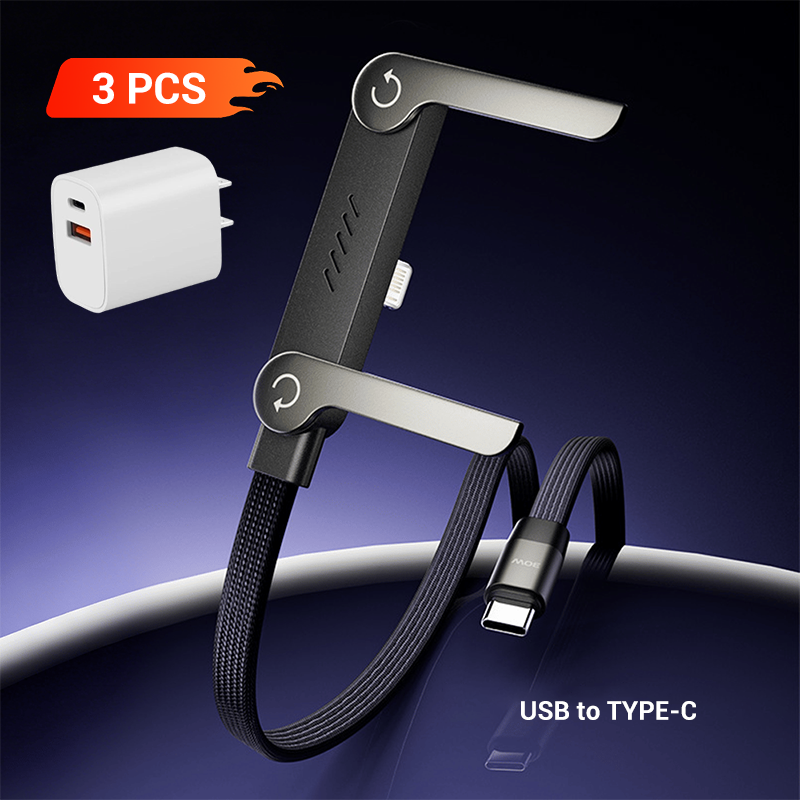 2-in-1 240W Fast Charging Cable with Foldable Phone Stand