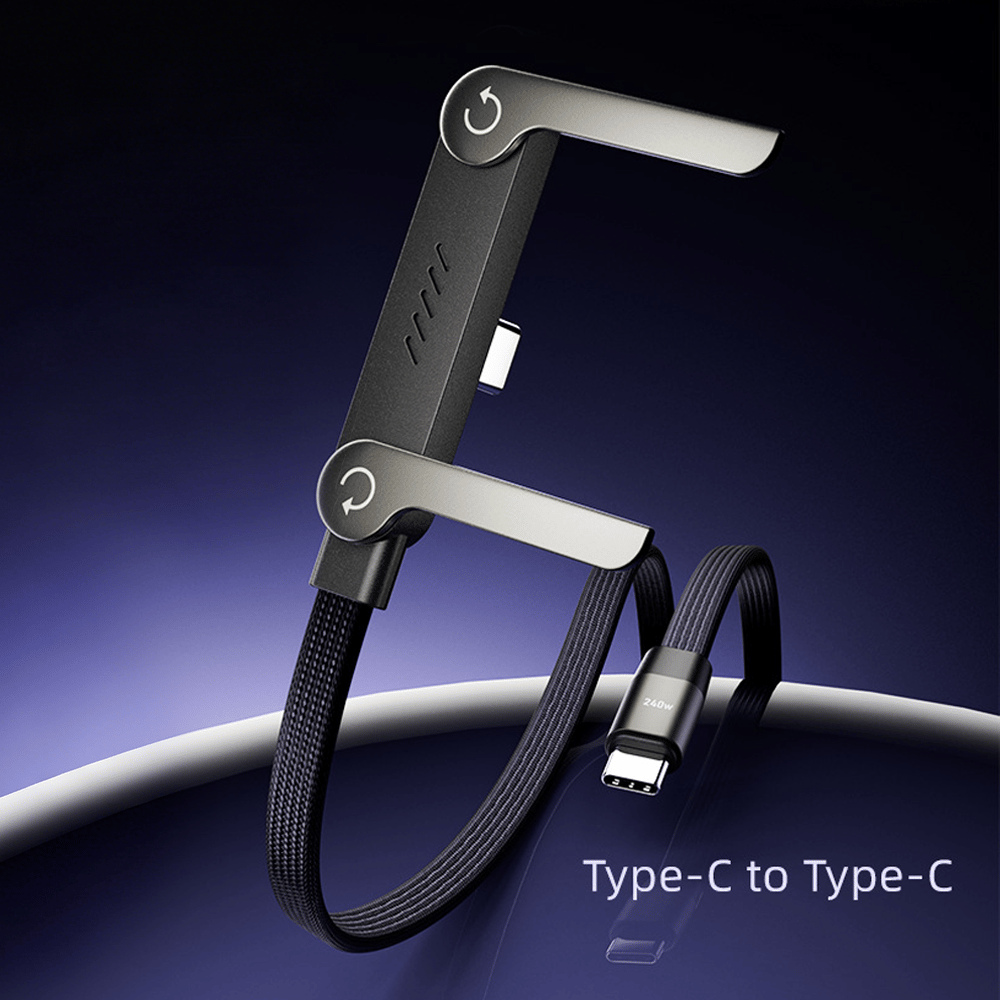 2-in-1 240W Fast Charging Cable with Foldable Phone Stand