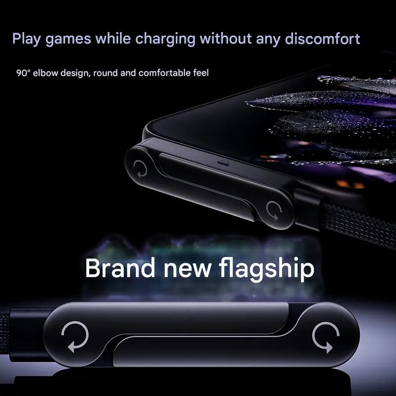 2-in-1 240W Fast Charging Cable with Foldable Phone Stand
