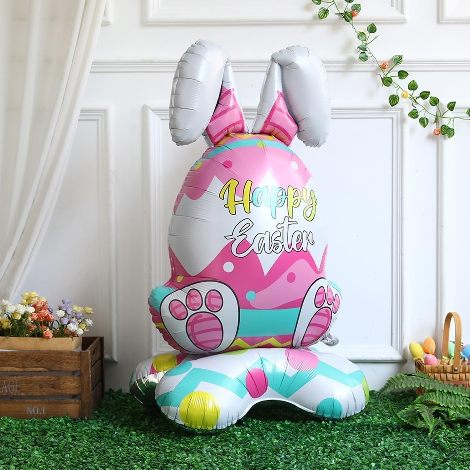 Giant 3D Standing Bunny Balloon Self-Supporting Easter Decoration
